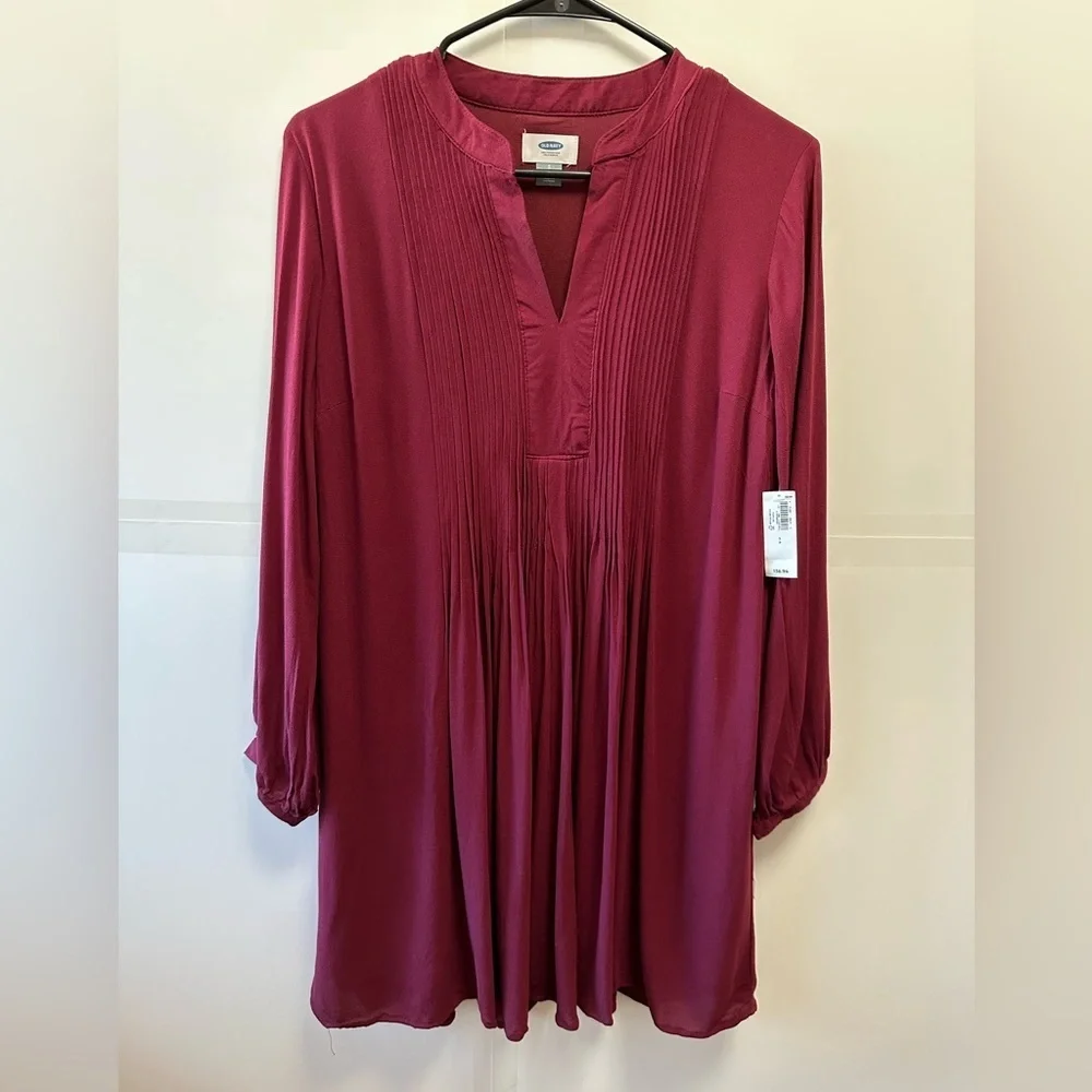 NWT pleated burgundy tunic dress - Picture 1 of 3
